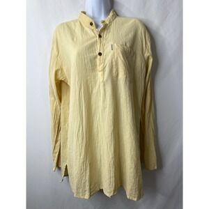 Lacoste Womens Henley Shirt Size XL Spring Butter Yellow Preppy Career Wear Glam